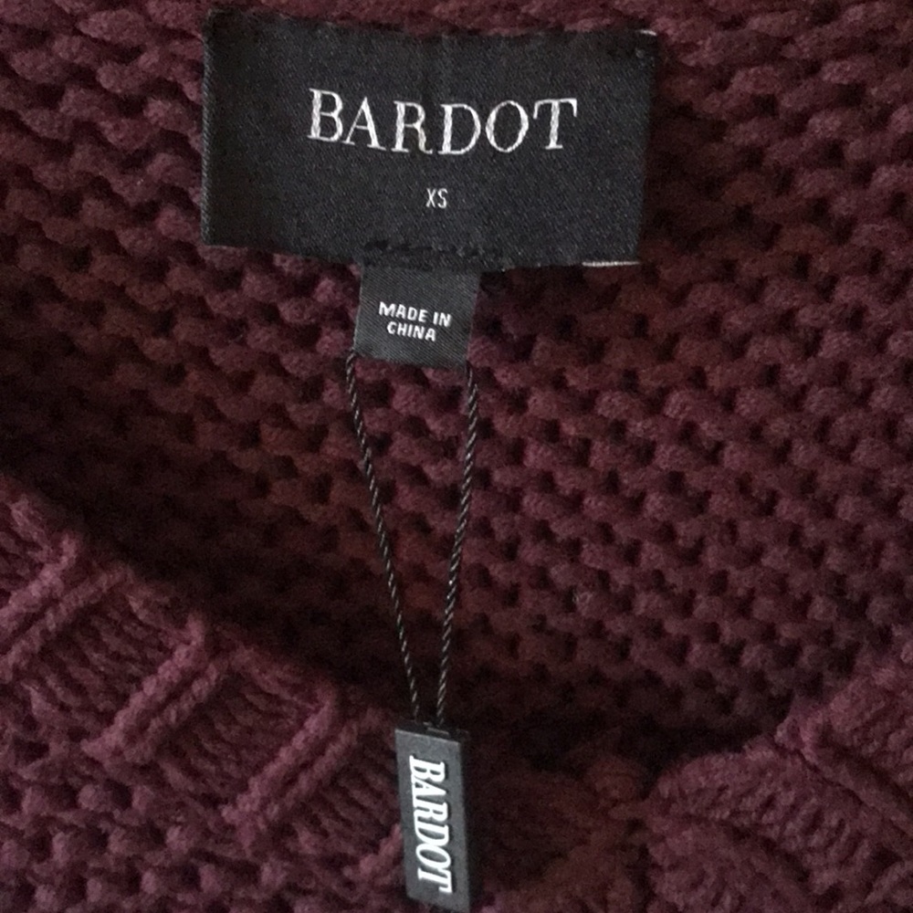 NWT | Bardot | Burgundy Bell Sleeve Knit Sweater Dress Size XS/US 2 - Picture 3 of 8